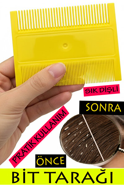 Pc Premium Center 1 Adet Plastik Sarı Bit Tarağı - Bit ve Sirke Temizleme Tarağı, Sık Dişli, ve Pratik Kullanım Sağlar