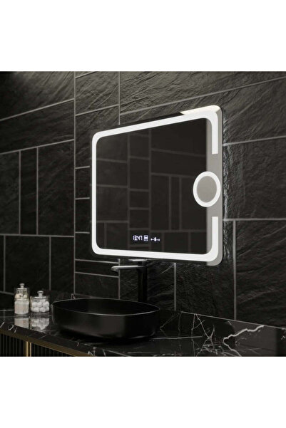 Marcello LED Rectangular Mirror 80 x 60 cm - Eclat MotionGlow (Dimmable, Defogger, Clock & Thermomet