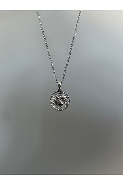 STOLIA ZİRKON TAŞLI PATİ FİGÜRLÜ ÇELİK KOLYE