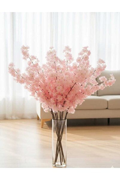 ENRUFLORA Yapay Açık Pembe 3 Dallı Japon Kiraz Çiçeği 90 cm Ev Salon Balkon B...