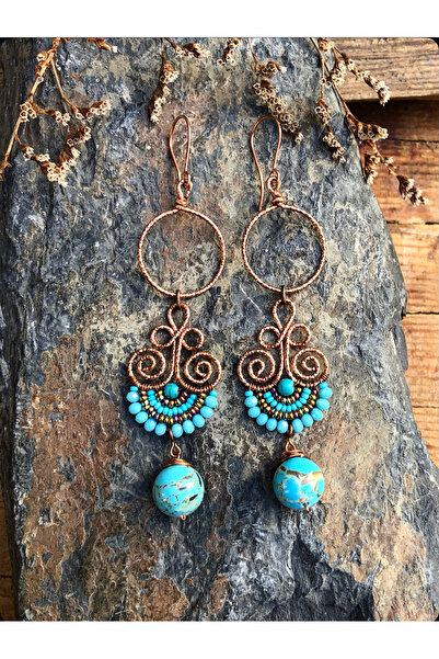 MODA Turquoise Copper Wire Wrap Earrings