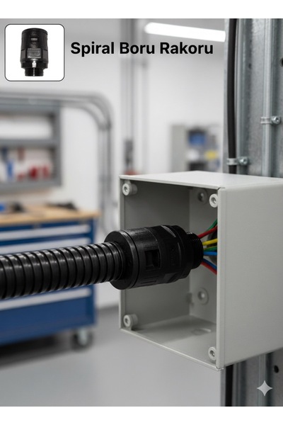 NO BRAND Plastik Spiral Boru Rakoru (Siyah) - Vidalı Tip / Koruyucu Kablo Rakoru