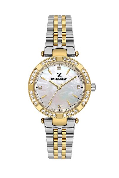 Daniel Klein Gold Silver Color 30 mm Crystal Glass Women's Wristwatch with Gi...