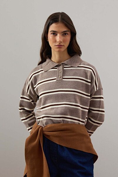 Ceylan Otantik Mink Button Detail Knitwear Sweater