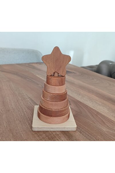 Moccotoys Montessori Wooden Stringing Game (Natural Solid Wood)