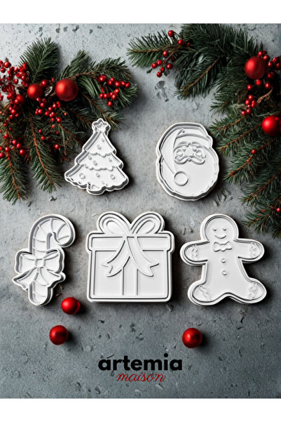Artemia Home Christmas Cookie Mold Set of 5 |   Christmas Tree – Santa Claus – Gift – Candy – Gingerbread