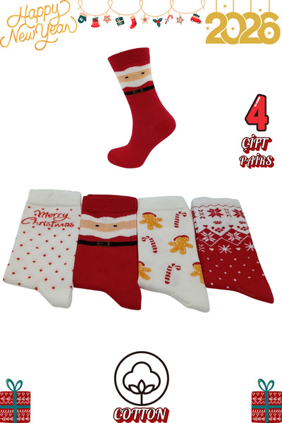 stellare 4 Pairs Stitch-Free Cotton Christmas Stockings – Cozy and Soft Christmas Socks Set
