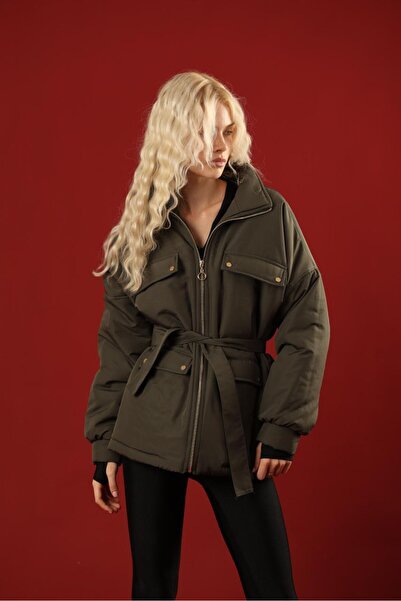 msendam Women's Belted Puffer Jacket