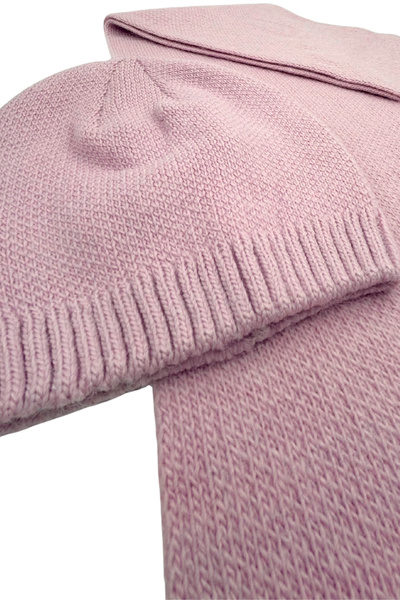 Sofist İstanbul Lilac Knitted Women's Scarf & Beanie Set Solid Color Long Soft Scarf and Beanie Set