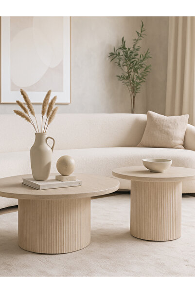 BEC60 Nesting round coffee table set with a fluted design