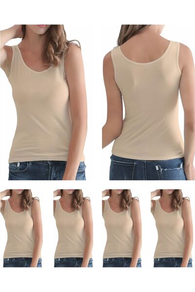 Özten 6-Pack Economical Pack 100% Cotton Ribbed Wide Strap Women's Tank Top Ozt6511