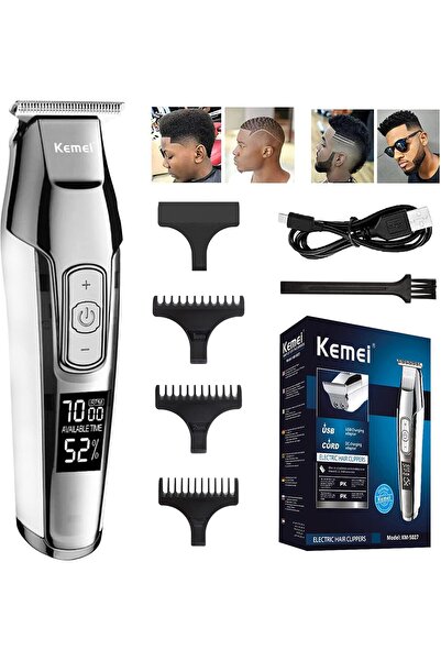 Kemei Men's LCD Display Wireless Cordless and USB Rechargeable Electric Professional Baldheaded Hair