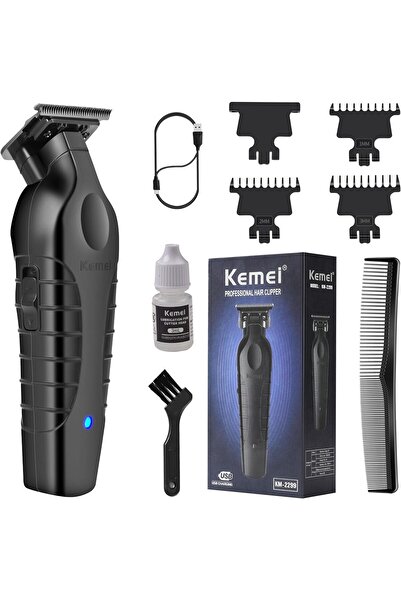 Kemei 2299 Professional Hair/Beard Trimmer, Zero-Gapped T-Blade, Cordless Rechargeable