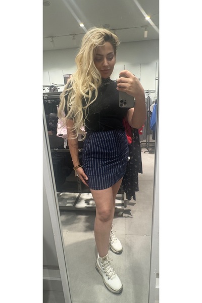 Maison MeDa Premium Fit Striped Mini Skirt – Everyday & Evening Elegance