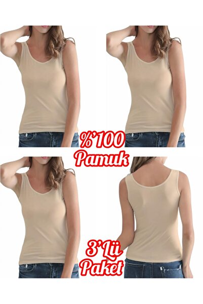 Özten 3-Pack 100% Cotton Ribbed Wide Strap Women's Tank Top Ozt3511