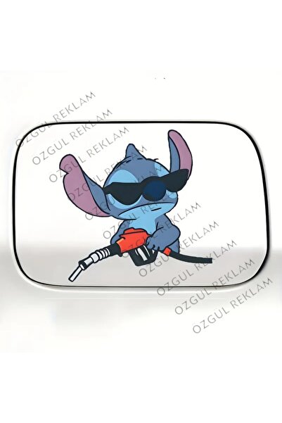 ÖZGÜL REKLAM Yakıt Kapağı İçin Stitch Karakter Sticker / Tatlı Araba Stickerı / Motor Sticker