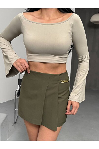 OLİSSE Kadın Zincir Detay Şort Etek