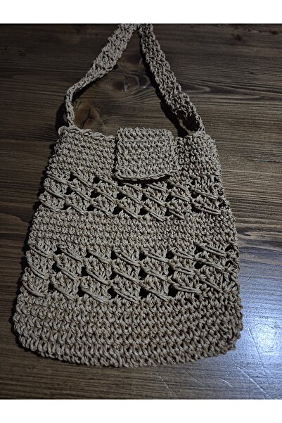 ATÖLYE MİLLA Coiled Patterned Paper Rope Hand-Knitted Shoulder Bag