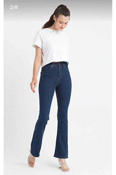 Lixera Dark Blue Lycra High Waist Spanish Jean Trousers