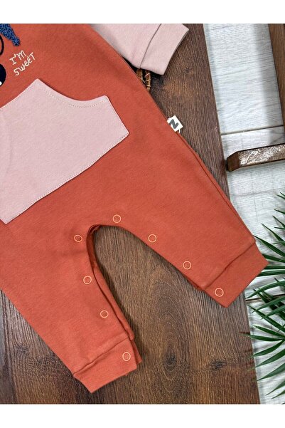 Kids Kingdom Cotton Plush Embroidered Kangaroo Pocket Shoulder Snap Button Baby Boy Romper