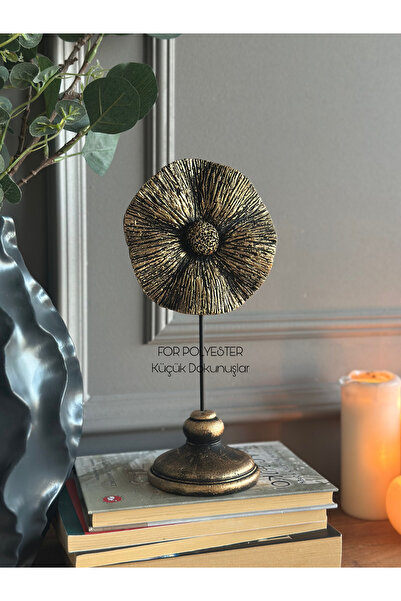 FOR POLYESTER Küçük Dokunuşlar Dekoratif Kaideli Masa Çiçeği Altın/ Sehpa Üst...