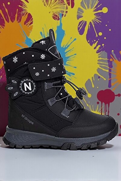 ALTUNTAŞ ndrops Su Geçirmez Cırtlı Kürklü Kız Çocuk Siyah Kar Botu