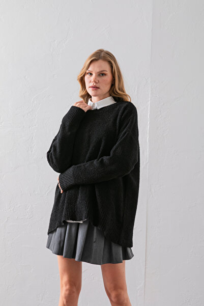 Wega Moda Crew Neck Oversize Boucle Knit Sweater - Comfortable and Stylish | Quality Knitwear | Trend Sweater