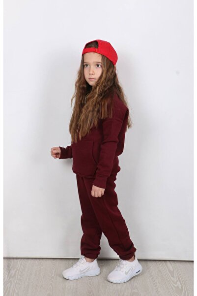 Canlook Embroidery Detailed Kangaroo Pocket Hooded Three-Thread Fleece-Lined Unisex Children's Set