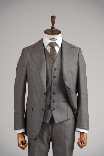 Kadir Büyükkaya Erkek Yelekli Takım Elbise Polyester Kumaş-KAV1037W