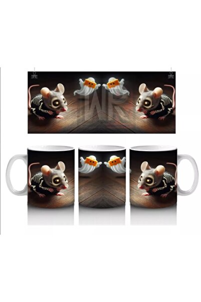 Luluyen Halloween with Skull Candlesticks and Gothic Candle Lights Printed Mug Cups