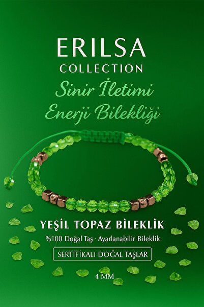 Erilsa سوار معتمد لدعم نقل الأعصاب وتدفق الطاقة - حجر طبيعي من التوباز الأخضر...