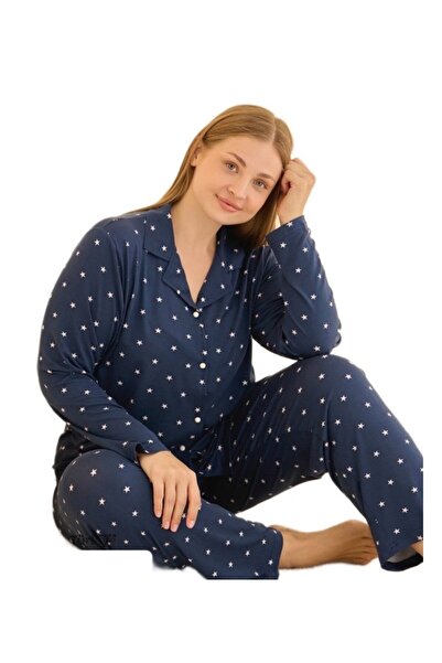 bipamuk Nuvera Front Buttoned Plus Size Women's Pajama Set Soft Stretchy Comfortable Stylish 3Xl–5Xl