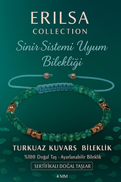 Erilsa سوار الطاقة المعتمد - حجر كوارتز فيروزي طبيعي تيراهيرتز 4 مم