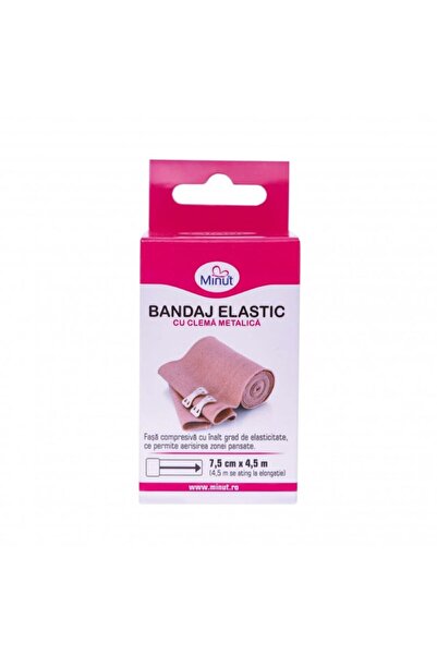 Other Bandaj elastic cu clemă metalică, 7,5 cm x 4,5 m, 1 bucată, Minut