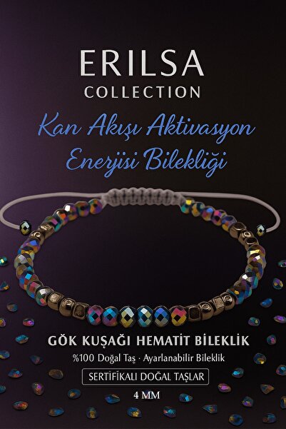 Erilsa سوار معتمد لتنشيط تدفق الدم وتوازن الطاقة - حجر الهيماتيت قوس قزح تيرا...