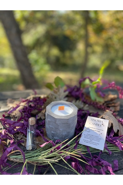 Amoria Candle Katmanlı Beton Mum | Ahşap Fitilli El Yapımı Soya Mum | Dekoratif