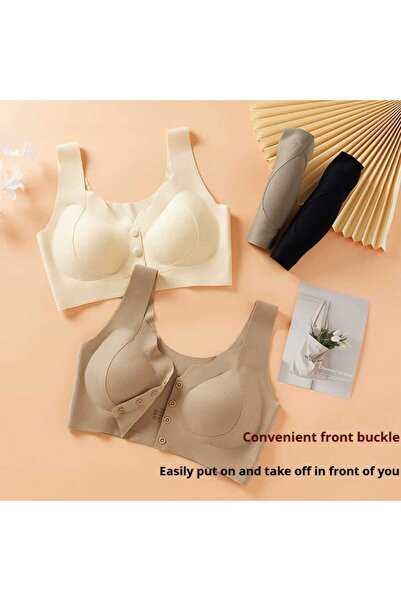 pae Bra with Front Snap Fasteners, Thick Straps, Stitch-Free Non-Marking, Comfortable, Everyday, Modern Ghost Laser Bra
