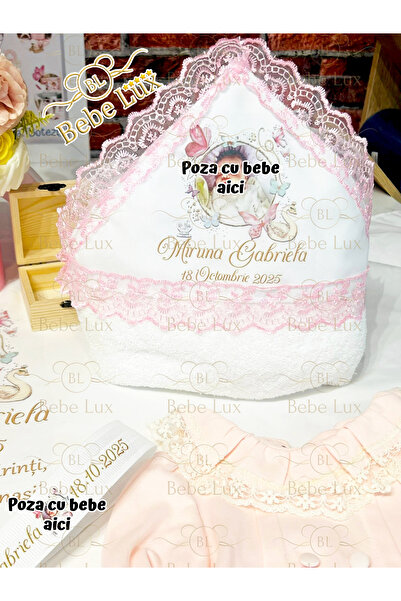 BEBELUX Personalized Baptism Set - Miruna - by - Hand-made baptismal outfits on order