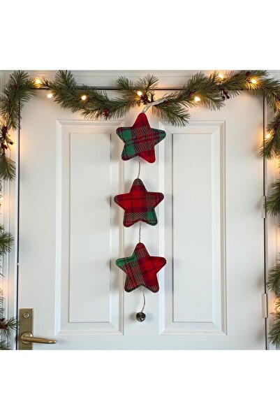 madamina Ornament decorativ de Anul Nou din țesătură în carouri model stea cu...