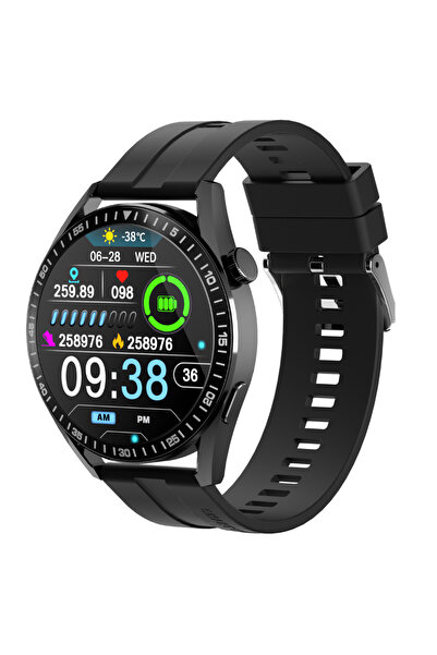 MAXTOP Ceas inteligent WH8, Retina HD de 1,32 inch, apeluri Bluetooth NFC, moduri Sănătate și Sport, negru