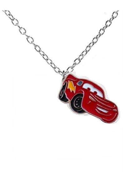 Herşey Nota Mcqueen Red Metal Necklace – Unisex Stylish Automobile-Themed Design with 60 cm Chain