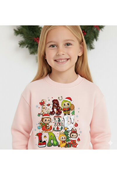 LİTTLE TORTOİSE Girl's New Year's Christmas Special Printed Sweatshirt Tracksuit Set
