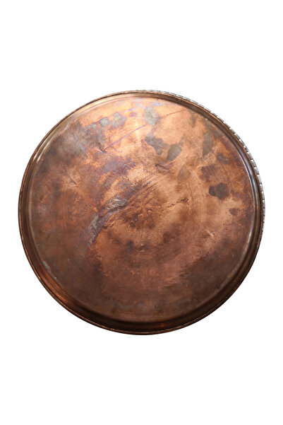 Binbir Trend 57 cm Hand Embroidered Authentic Patterned Thick Urfa Copper Tray - Bakir-Tps482