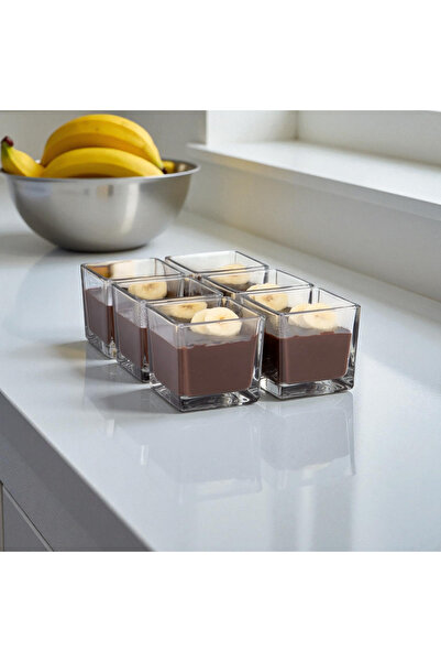 mafa home 6-Piece Square Magnolia Dessert Bowl Serving Presentation Cup Set Large Size