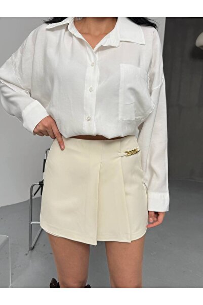 OLİSSE Kadın Zincir Detay Şort Etek