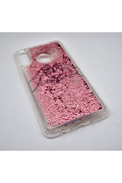 Generic Glitter Liquid Clear Silicone TPU Shockproof Phone Cover for Samsung Galaxy A20S (Rose Gold 02)