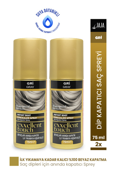 Jaja Exxellent Touch Dip Kapatıcı Saç Spreyi Gri 2’li Set (75 ml x 2)