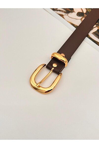 Mynoa Brown/Gold Bridge Buckle Women's Belt, Jacket Belt, Trouser Belt.