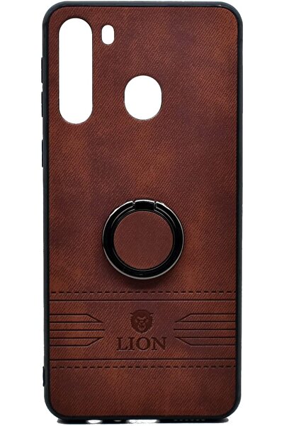 Generic غطاء خلفي جلدي مع حامل لهاتف سامسونج جالاكسي A21 (بني)