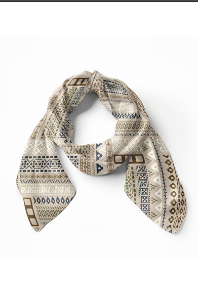 pistore Beige Ethnic Patchwork Patterned Scarf Bandana